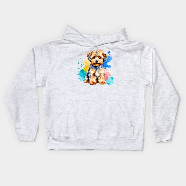 Yorkipoo Watercolor Kids Hoodie by Doodle and Things